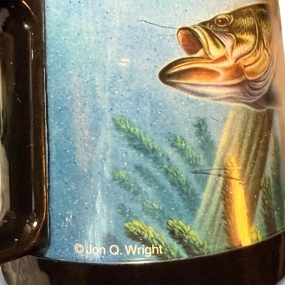 Vintage Jon Q. Wright Bass Fishing Insulated Travel Mug with Lid – AS IS